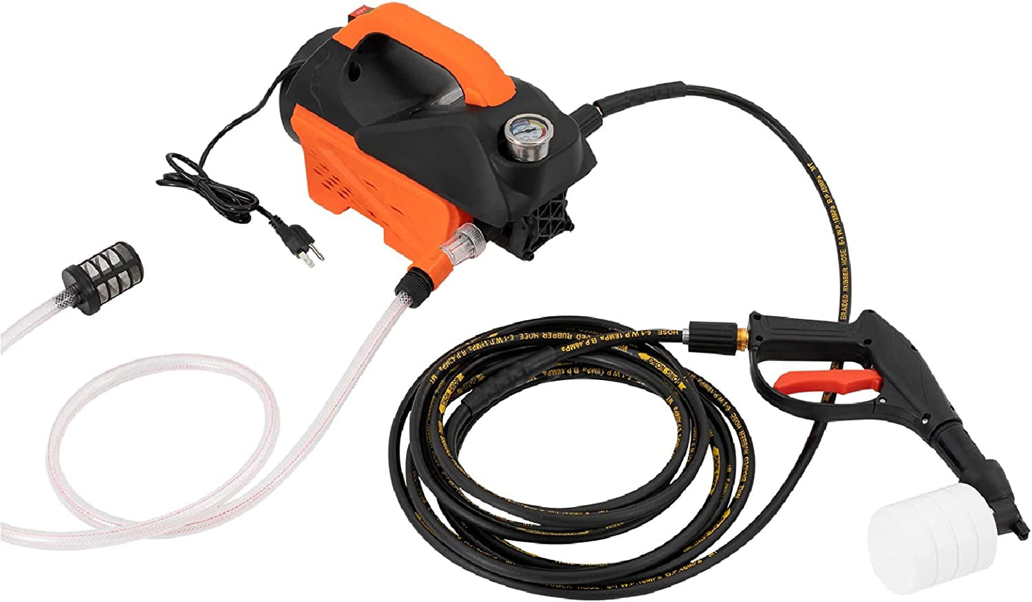 Oukaning Portable Electric Pressure Washer, 1300W High Pressure Electric Cleaner Spray Gun,for Cleaning Cars, Siding, Patio, Yard, Size: 16.1 x 11.4 x