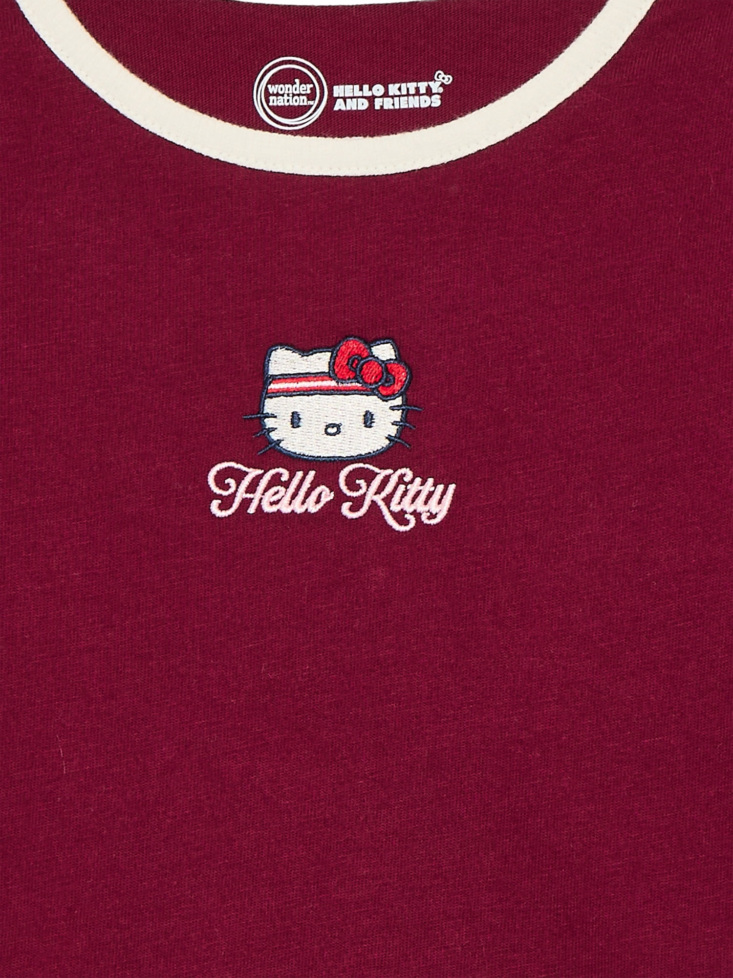 Wonder Nation Hello Kitty Girls Cotton Graphic Tee with Long Sleeves, Sizes 4-18