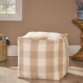 thumbnail image 2 of GDF Studio Prestage Modern Fabric Checkered Cube Pouf, Ivory and Tan, 2 of 6