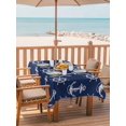 thumbnail image 3 of 60x120 Inch Outdoor Tablecloth with Umbrella Hole Zipper Rectangle Navy Blue Anchor Nautical Rectangular Tablecloths Outside Waterproof Rudder Coastal Summer Ocean Patio Table Cloth Cover for Picnic, 3 of 8