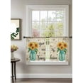 thumbnail image 2 of Sheer Curtains 2 Panels Set, You Are My Sunshine Sunflower Bee Vase Vintage Old Newspaper Window Sheer Curtains for Living Room/Bedroom, Light Filtering Rod Pocket Voile Drapes, 52" W x 45" L, 2 of 7