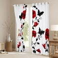 thumbnail image 3 of Homewish Rustic Flower Floral Blackout Curtains Set of 2 (52x84 Each),Vintage Boho Butterfly Window Curtains,Red White Curtains and Drapes For Kids,Super Cozy Room Decor, 3 of 6
