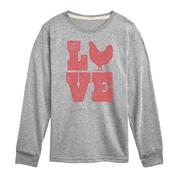 Instant Message - Love Chicken Long Sleeve Graphic T-Shirt