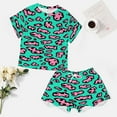 thumbnail image 4 of Leopard Print Pattern Pajama Set for Women 2 Piece Sleepwear Loungewear Short Sleeve, 4 of 7