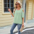 thumbnail image 4 of Blusa de Verano de Corta con Hombros Descubiertos y Encaje Acampanado para Mujer Judías XXL, 4 of 10