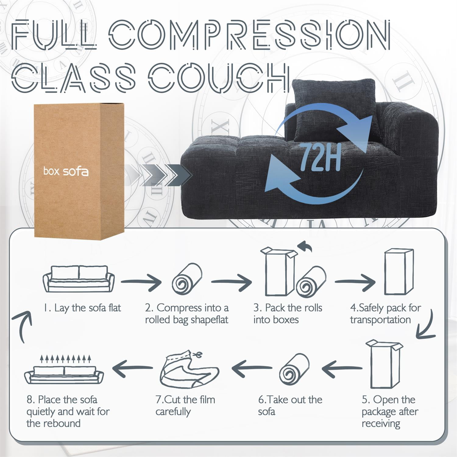 Demi Bonn 62" Plush Chenille Loveseat Sofa, Modular Sleeper for Living Room, Bedroom, Apartment Lounge, Stylish & Comfortable Couch, Black