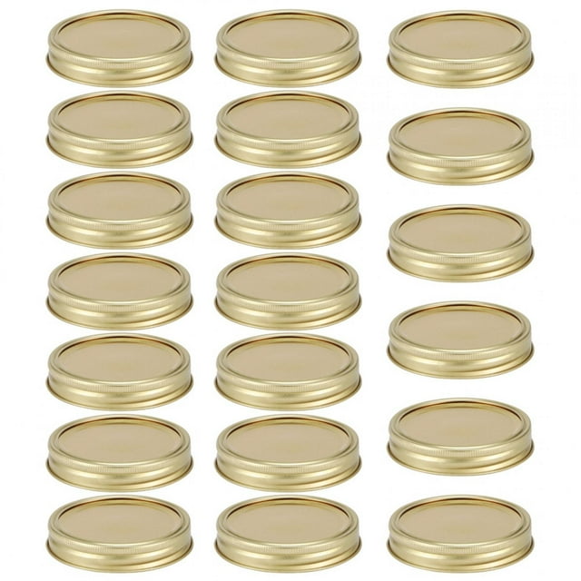 Dekaim Jar Lid Stainless Steel Split?Type Mini Glass Jar Lids Container Sealing Cover for Spice Honey Storage(86mm Gold Circular Ring+Cover Plate)