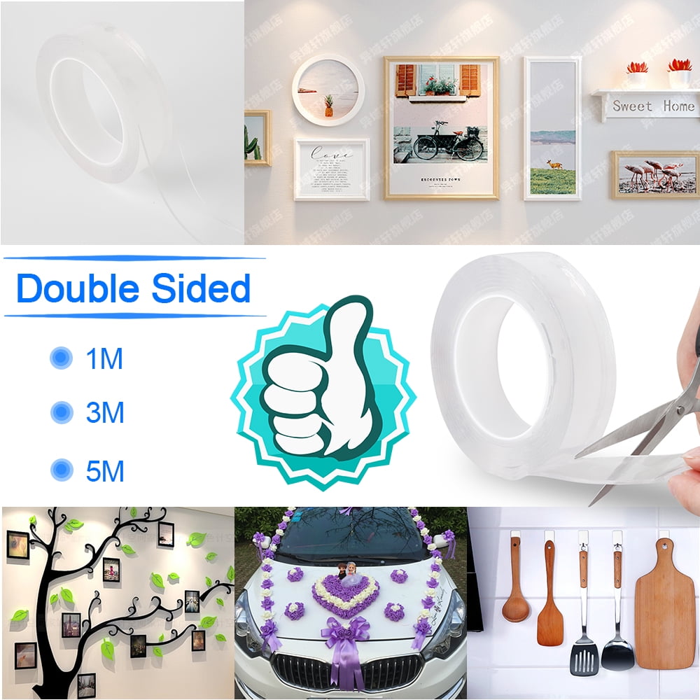 NOGIS Reusable Magic Adhesive Tape Clear Double Sided Removable Alien Tape Anti-Slip Traceless for Home Supplies