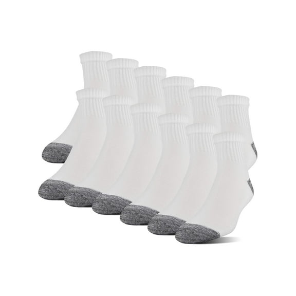 Gildan Men's Half Cushion Terry Foot Bed Ankle Casual Socks 12-Pack