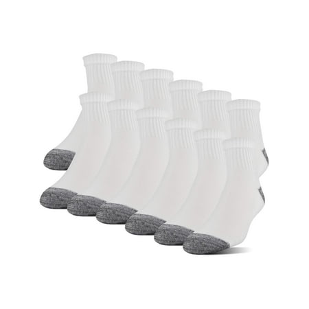 Gildan Men's Adult Half Cushion Terry Foot Bed Crew Casual Socks, OS One Size, 12-Pack