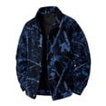 thumbnail image 2 of GrmtClth Mens Leaf Camo Lightweight Lapel Jacket Long Sleeve Snap Placket Relaxed Fit Daily City Walking Outerwear Blue L, 2 of 8
