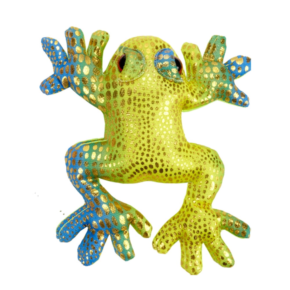 Shimmering Gold Blue and Yellow Accented Bean Bag Frog By Ganz
