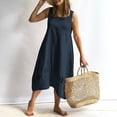 thumbnail image 4 of Leutsin Robe Ample d'Été en Coton pour Femme, Décontractée, à Col Rond, Unie, Sans Manches, Grande Taille, 4 of 8