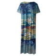 thumbnail image 5 of SMihono Robe Maxi Bohème d'Été pour Femmes Grande Taille Mode Femmes Été Décontracté Manches Courtes Col en V Robe Imprimée Florale Robe de Plage, 5 of 5