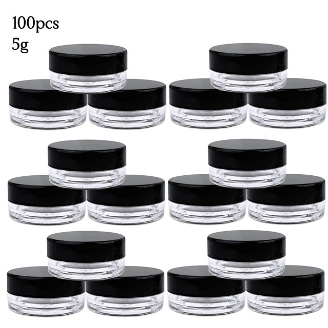Botella de maquillaje de 100 piezas, mini tarro cosmético de muestra, recipiente de crema facial recargable portátil, 5 g, negro Advancent HA004482-04
