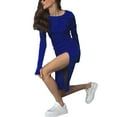thumbnail image 3 of hirigin Women's Bodycon Midi Dress, Long Sleeve Round Neck Cross Tie-up Back Solid Color Dress, 3 of 9
