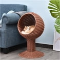 thumbnail image 6 of JERFIT Rattan Cat Bed Hanging Egg Chair Pod with Cushion, 360° Rotatable Elevated Cat House, Boho Pet Bed with Mat Grass for Indoor Cats, Brown, 6 of 7