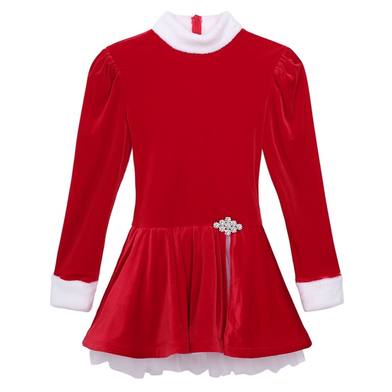 burgundy women's red santa ballet dress TSSOE Womens Christmas Claus Costume Velvet Figure Ice Skating Dance Leotard Green Large Color:Reclaimed Caramel Oak