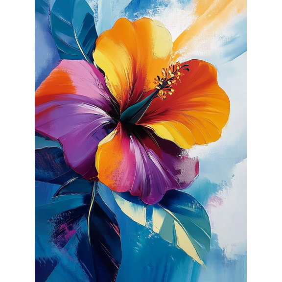 Vibrant Hibiscus Floral Canvas Art Print，Suitable for Living Room，Bedroom，Bathroom，Office，and Hallway Decoration.