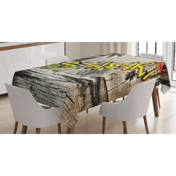 Rasta Tablecloth Jamaican Reggae Music Icon Inspired Rastafari Street Graffiti Image Rectangular Table Cover For Dining Room Kitchen 52 X 70 Inches Brown Light Green And Yellow By Ambesonne Walmart Com Walmart Com