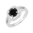 thumbnail image 2 of Sterling Silver with 1.00 CTTW Natural Black Diamond and White Diamond Halo Ring, 2 of 4