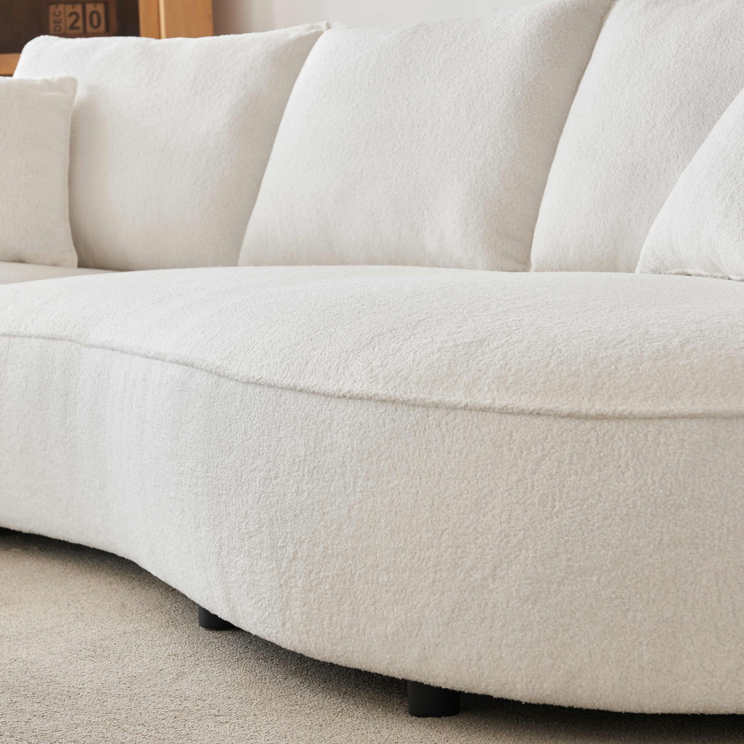 Gewnee 122.8" Curved Sofa Modern Curved Couch Living Room Modular Sectional Sofa, Mid Century Upholstered Couch Sherpa Boucle Fabric Sofa for Bedroom Apartment Left Hand Facing