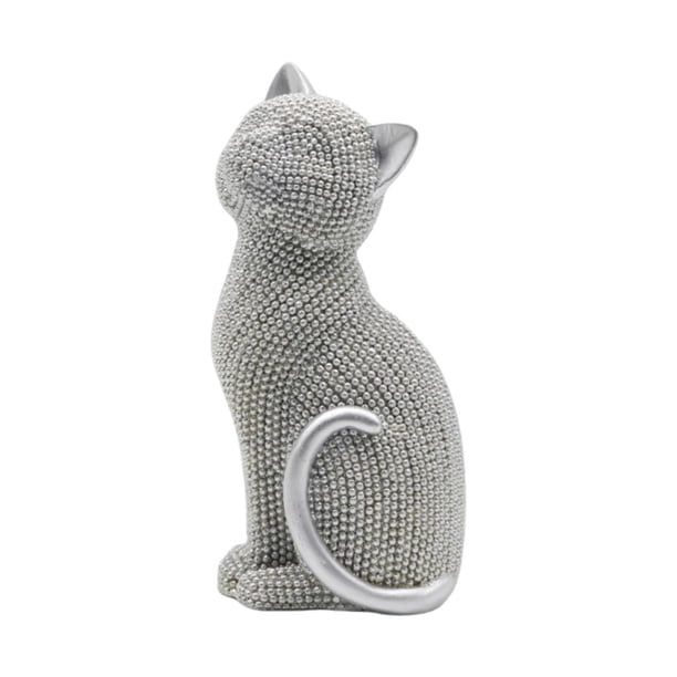 Estatua de gato, adorno de mesa, artesanía creativa coleccionable, figura decorativa Plata