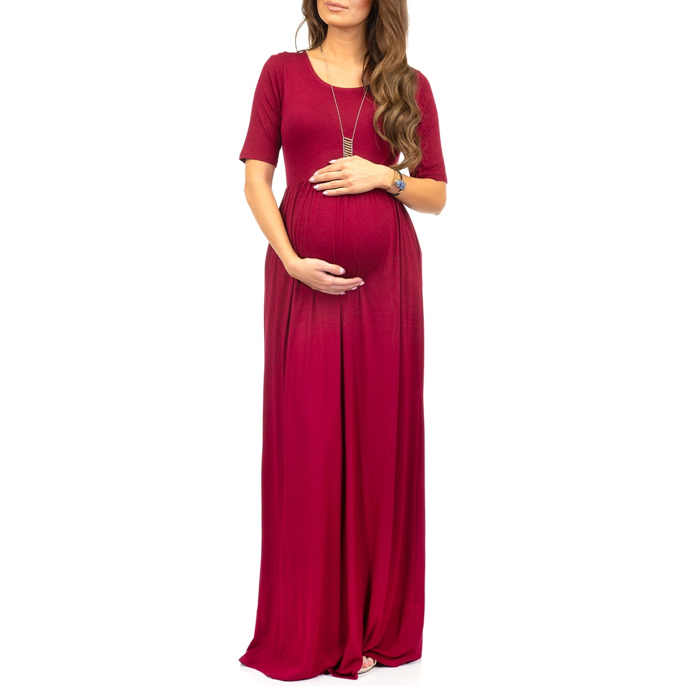 bright red maternity dress