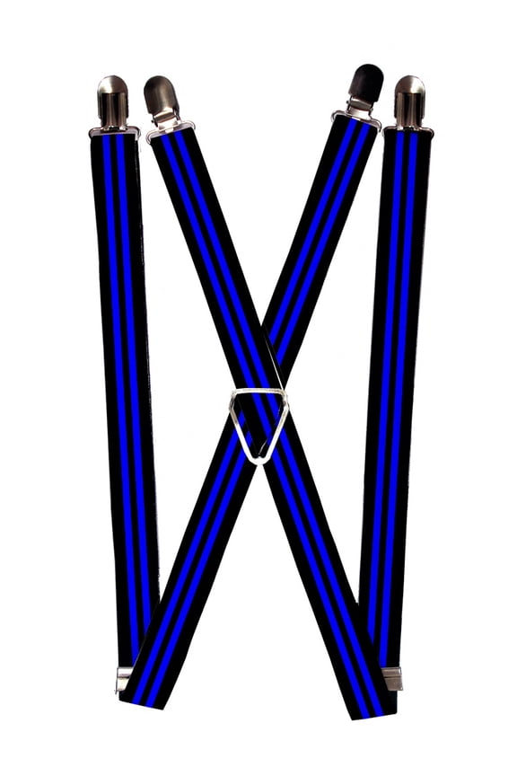 Black and Bright Blue Horizontal Stripes Suspenders