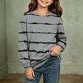 thumbnail image 2 of Girls Striped Print Sweatshirt Loose Fit Crew Neck Long Sleeve Pullover Tops Kids Casual Versatile Sweatshirts Back To School Clothes 4-14Years, 2 of 6
