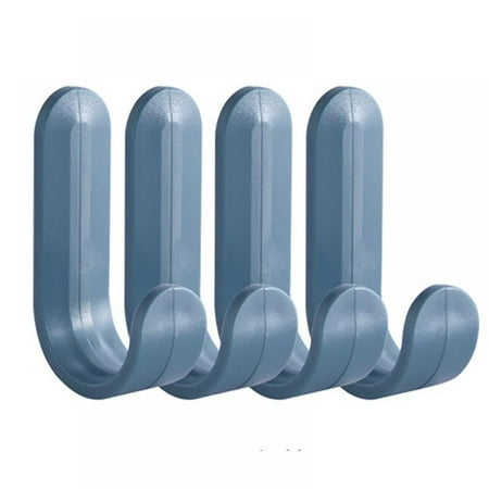 

J-shaped Strong And Seamless Non-perforated Hook Behind The Household Door Blue