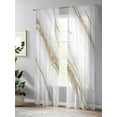 thumbnail image 4 of Sheer Curtains 96 inches Long, Abstract Art Vintage Gold White Marble Texture Light Filtering Sheer Window Curtains Rod Pocket Voile Drapes for Bedroom Living Room, 52"W x 96"L 2 Panels, 4 of 7