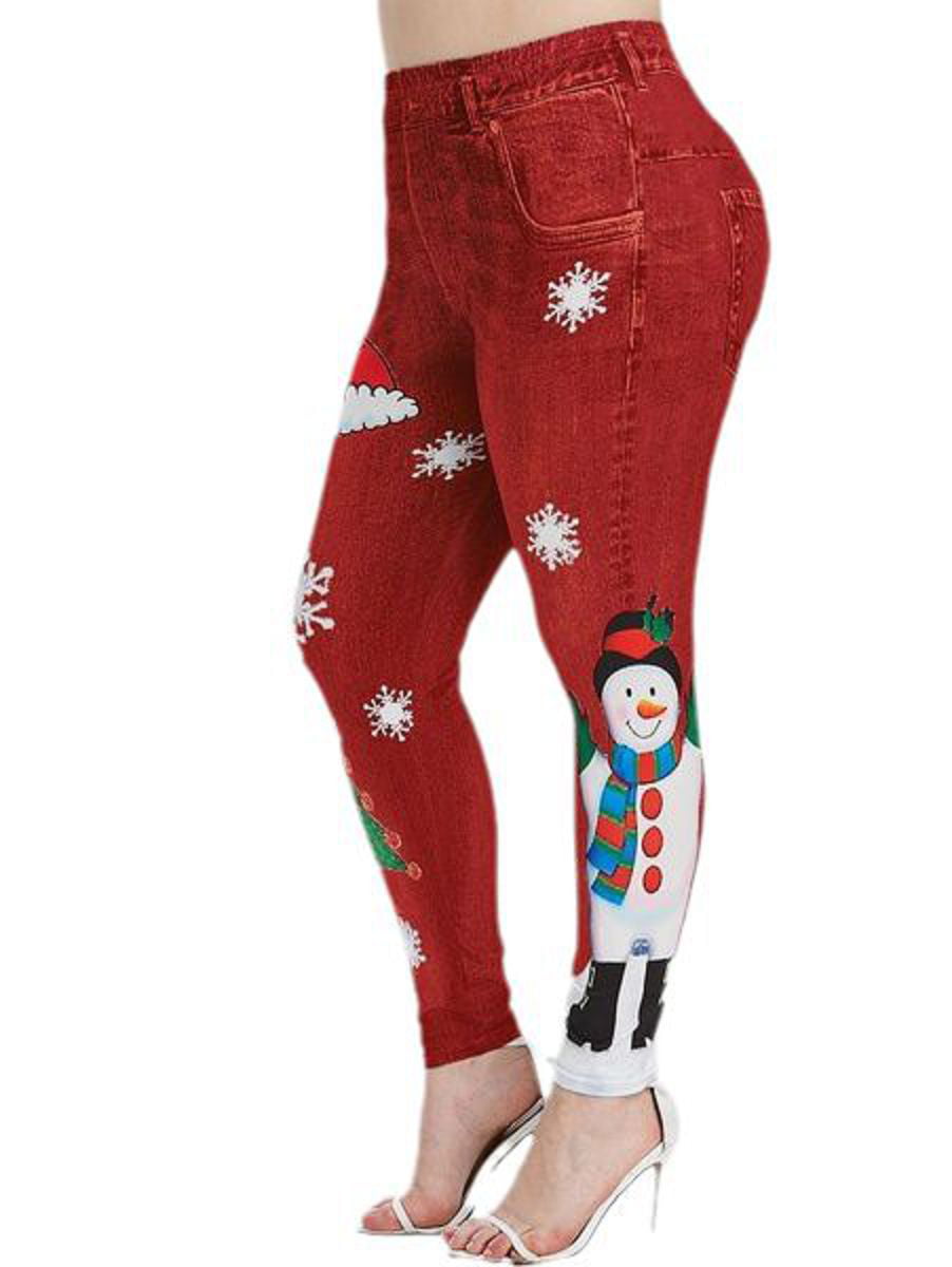 Sanahy Womens Stretchy Tights Christmas Xmas Winter Snowman Santa Ugly Snowflakes Leggings Buttery Soft Ankle Length Elastic Tights