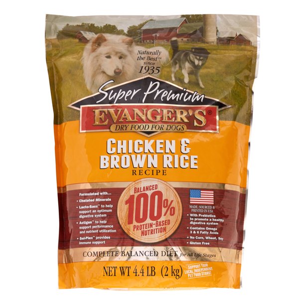 Evanger's Super Premium Chicken & Brown Rice Dry Dog Food, 4.4 Lb