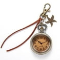 thumbnail image 2 of Retro Flip Quartz Pocket Watch Keychain Glass Cover Leather Rope Portable Pendant Timepiece for Men and Women, 2 of 4