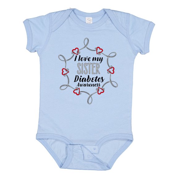 Inktastic I Love My Sister Diabetes Awareness Boys or Girls Baby Bodysuit