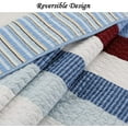 thumbnail image 3 of Cozy Line Patriotic Blue Striped 100% Cotton Reversible Quilt Bedding Set, Queen - 3 Piece, 3 of 4
