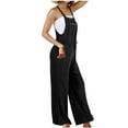thumbnail image 5 of lcziwo Bib Overalls for Women Casual Baggy Wide Leg Jumpsuits 2025 Summer Cotton Linen Sleeveless Rompers One Piece Jumper Pants with Pockets Beach Outfits, 5 of 9