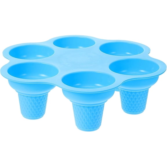 ABCISI Ice Cream Cone Molds, Cake Cup, 6- hole Silicone Popsicle Molds, Baking Tray Ice Cube Molds Maker for DIY Wedding Cake Chocolate Dessert Decor, Blue