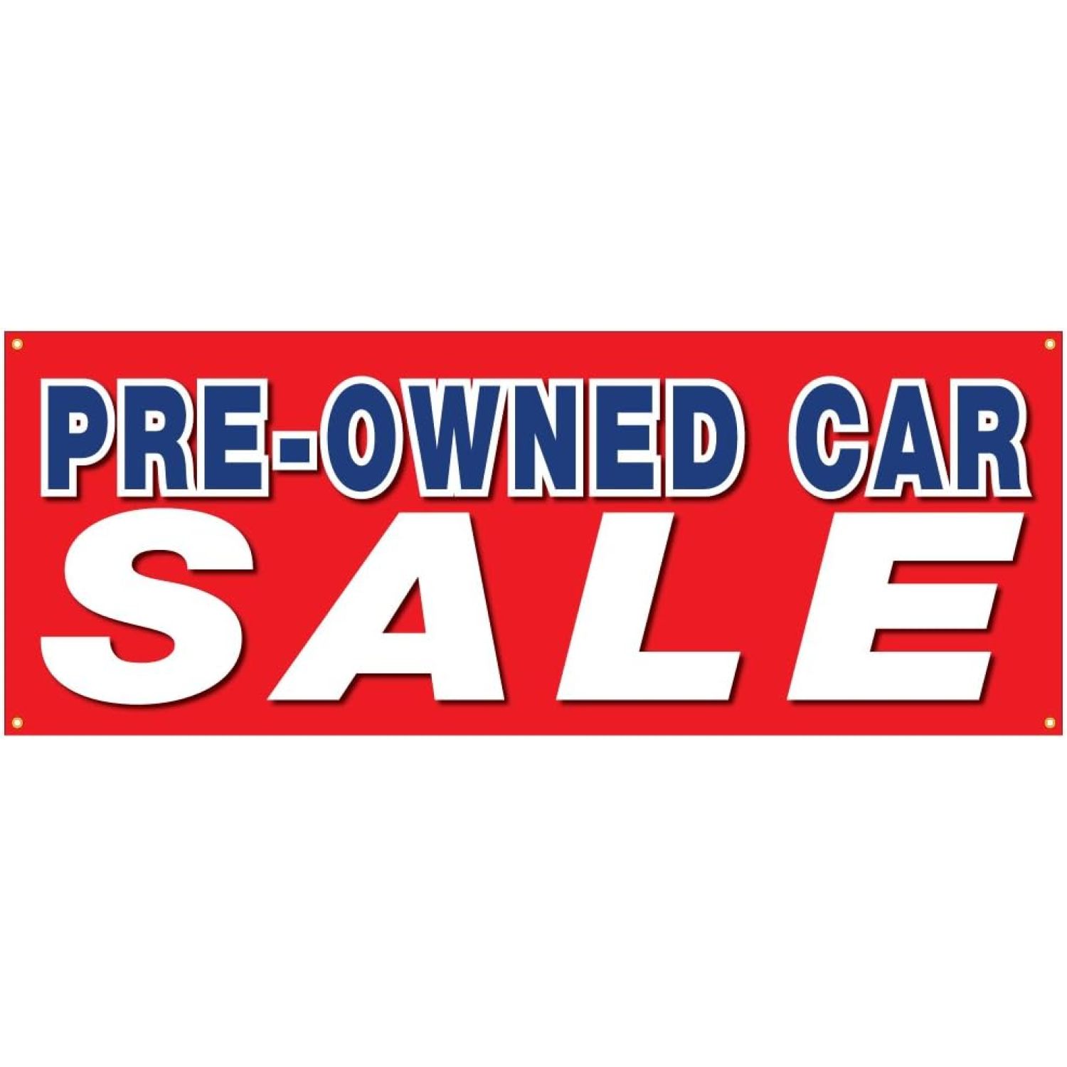 Preowned Car Sale RED Banner Used Sales Dealership Store Sign 18x48