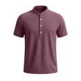thumbnail image 4 of Eltusu Men's Casual Polo Shirts, Stand-up Collar Summer Button Cotton Shirts with Short Sleeve Purple Size M, 4 of 6