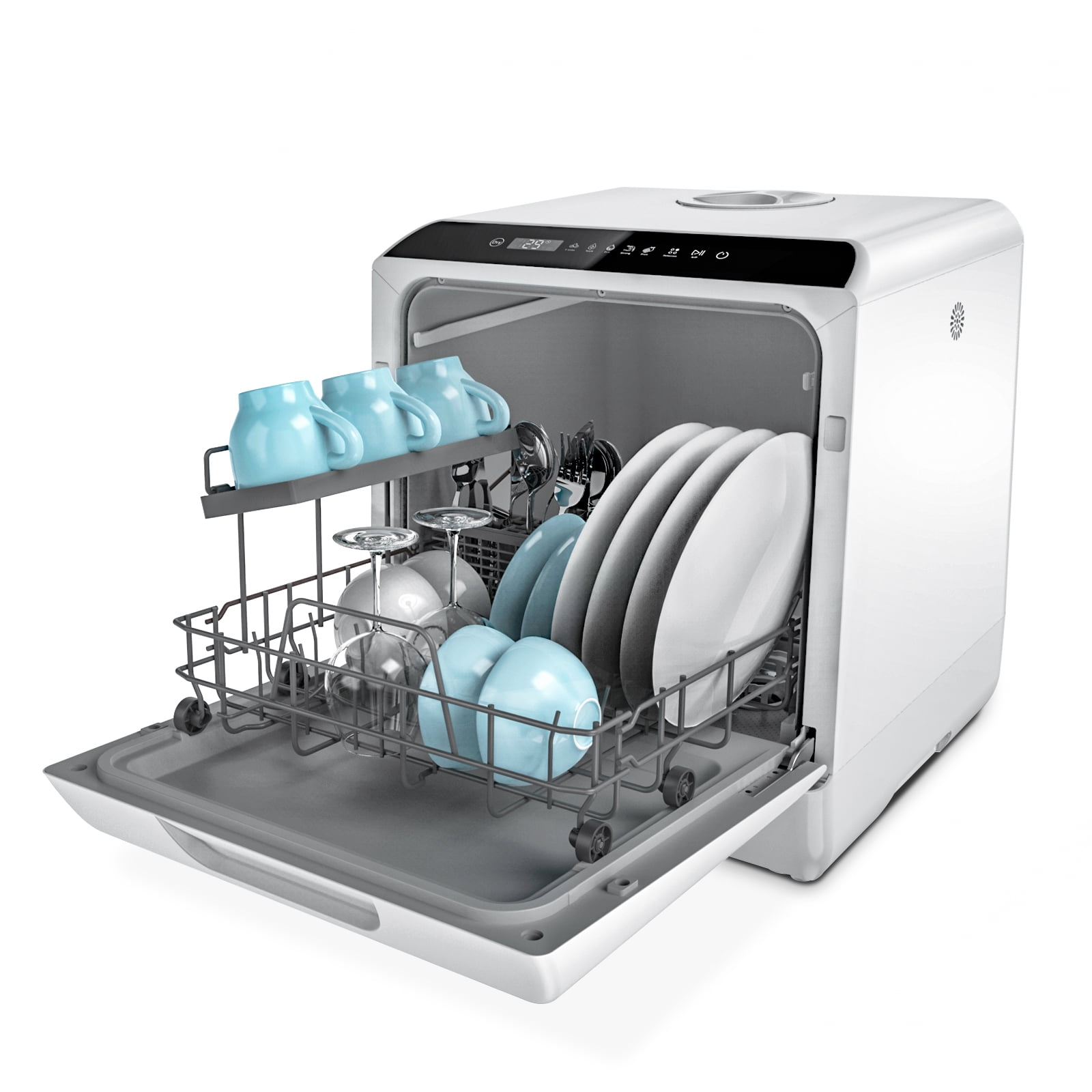 Hermitlux Portable Dishwasher Countertop, 5 Washing Programs Mini ...