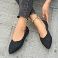 thumbnail image 2 of Rokment Lace Dress Flat Shoes for Women Ladies Bride Wedding Flower Embroidered Delicated Pointed Toe Low Heels Bridal Dressy Ballet Walking Loafers Black Size 6.5, 2 of 5