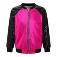 thumbnail image 1 of YONGHS Girls Sequins Metallic Zip Up Bomber Jacket Shiny Flight Jacket Coat 70's Disco Costume Clubwear Hot Pink 16, 1 of 6