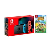 New Nintendo Switch Neon Red/Blue Joy-Con Improved Battery Life Console Bundle with Animal Crossing: New Horizons NS Game Disc