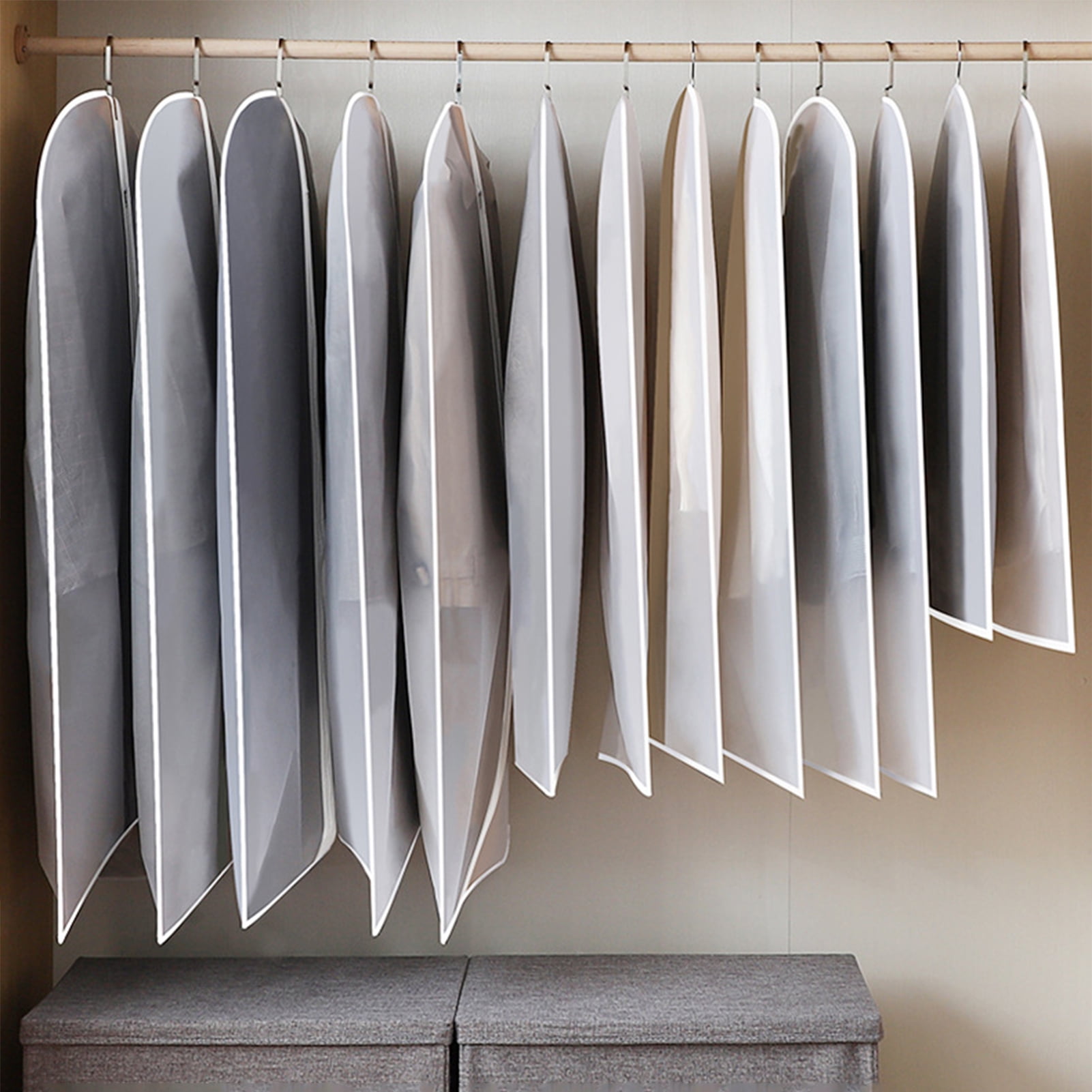 Dream Lifestyle 5Pcs Dust Proof Garment Bags,Clear Plastic Clothes Dry