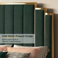 thumbnail image 6 of VanAcc King Size Bed Frame and 65" Headboard, Upholstered Bed with Golden Plating Trim, Green, 6 of 7