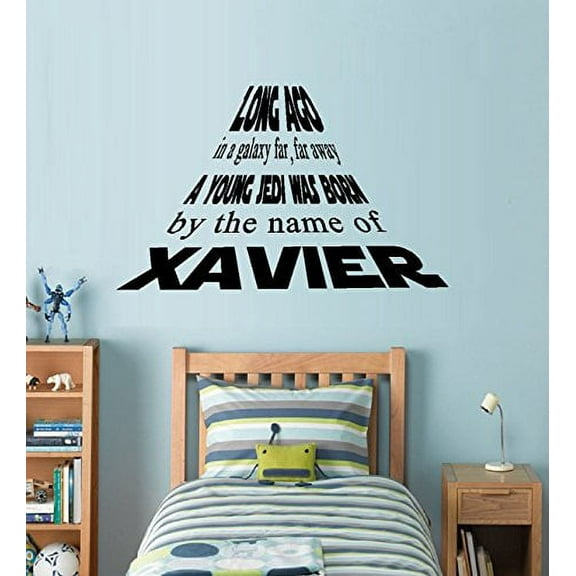 Decal ~ Long Ago in a Galaxy far far AWAY, A YOUNG JEDI WAS BORN (Custom NAME) #1 ~ WALL, Decal 20" x 31"