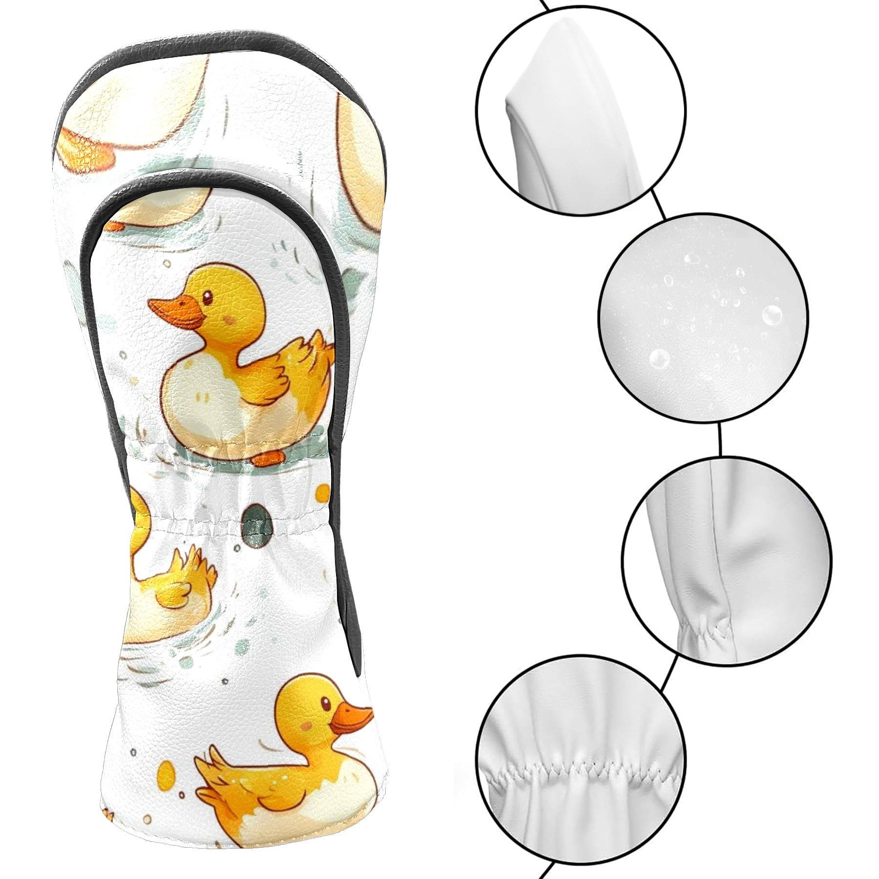 Golf Head Covers Duck Pattern for Driver, Wood & Hybrid, Premium Waterproof PU Leather with Plush Lining, Cute Animal Golf Gifts