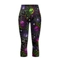 thumbnail image 4 of SCRAWLGOD Halloween Spider Web Skull Black Women's High Waisted Capri Leggings- Elastic Capri Yoga Pants with Pockets - Soft Slim Yoga Pants for Running Cycling Workout, XS, 4 of 7